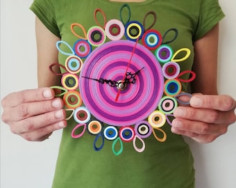 Small Silent Wall Clock, Unique Paper Clock, Housewarming Gift