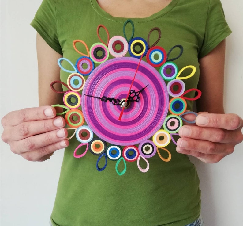 Small Wall Clock Paper Clock Housewarming Gift No Ticking Etsy