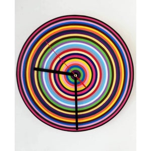 Orologio da parete, Orologio multicolore, Orologio di carta, Orologio unico, Decorazione da parete, No ticchettio, Regalo inaugurazione casa