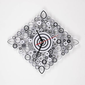 Orologio da parete bianco grigio, Orologio Geometrico, Regalo Casa Nuova, Orologio da Parete Minimalista, Anniversario Matrimonio Carta