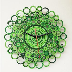 Orologio da parete, Orologio Verde, Orologio di carta, Orologi Unici, Oggettistica per la casa, Regalo inaugurazione casa, Regalo Casa Nuova