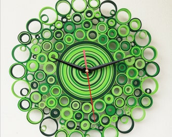 Wall Clock, Paper Clock, Unique Wall Clocks, Home Decor, Housewarming Gift, Green Decor, Made in Italy, New Home Gift