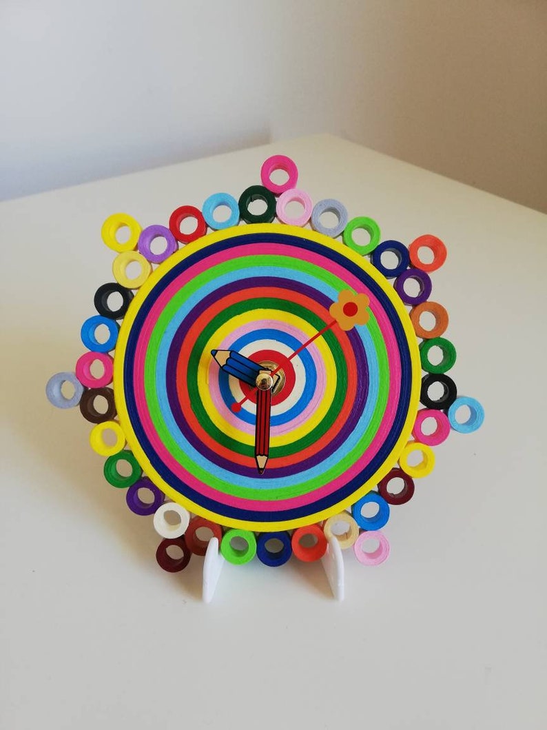 Table Clock Colorful Clock Paper Clock Unique Office Desk Etsy
