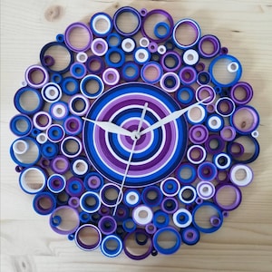 Orologio da Parete Moderno, Orologio di Carta, Orologio Blu Viola, Decorazione da Parete Blu , Orologio da Parete Unico e Silenzioso