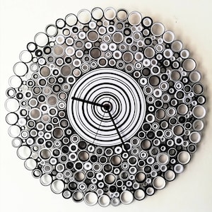 Largo Orologio da Parete, Orologio di Carta, Orologio Bianco e Nero, Bianco e Nero Decor, Orologi da Parete Unici