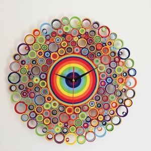 Orologio da Parete, Decor Arcobaleno, Orologio di Carta, Orologio Inusuale, Orologi da Parete Unici