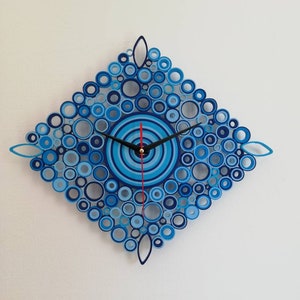 Wall Clock, Blue Decor, Geometric Clock, Paper Clock, Handmade Furniture, Unusual Clocks, Unique Wall Clock, Blue Clock