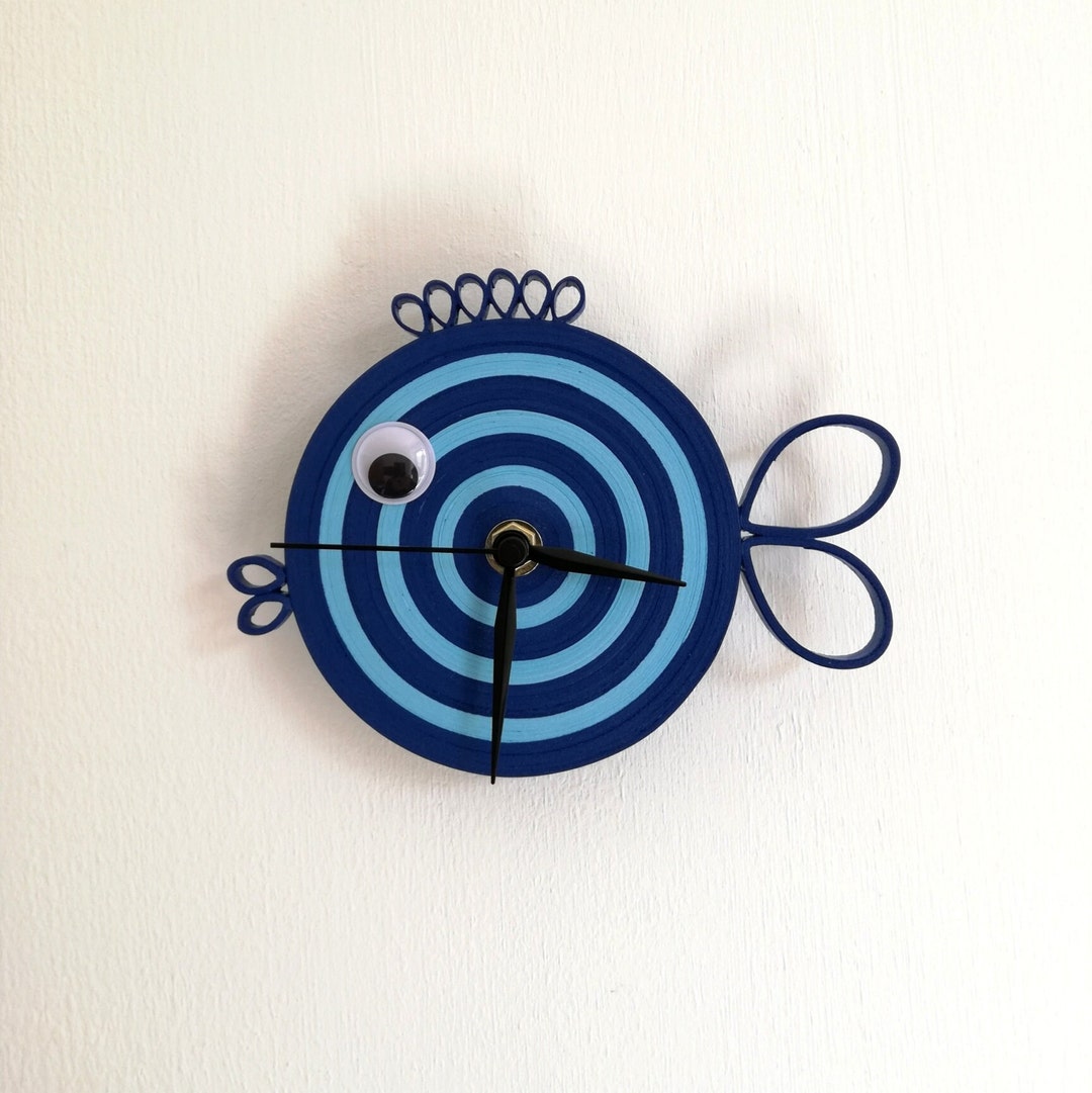 Fish Clock, Paper Clock, Fish Wall Decor, Wall Clock, Handmade Fish Decor Etsy