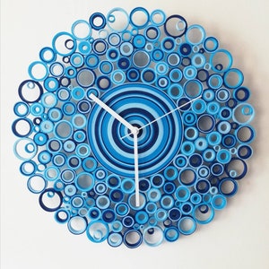 Largo orologio da parete, Orologio Blu, Orologio di Carta, Decorazioni camera da letto, Orologio Moderno, Regalo per la casa, Orologi Unici