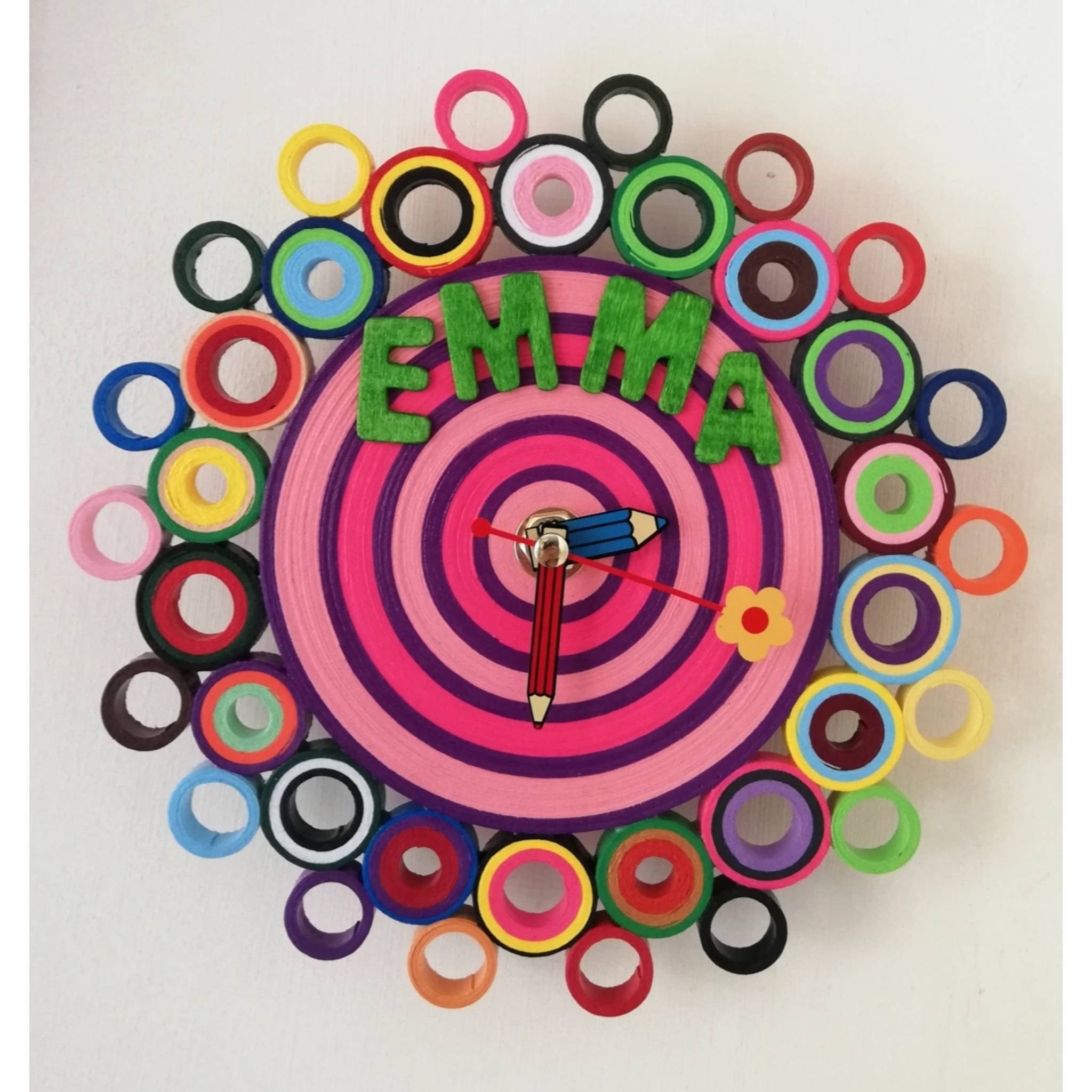 Small Wall Clock Kids Room Decor Custom Name Art Baby Etsy