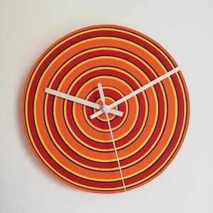 Orologio da Parete, Orologio in Carta, Orologio Rosso Arancio Giallo, Decor Inusuale, Decor Handmade, Orologio da Parete Inusuale