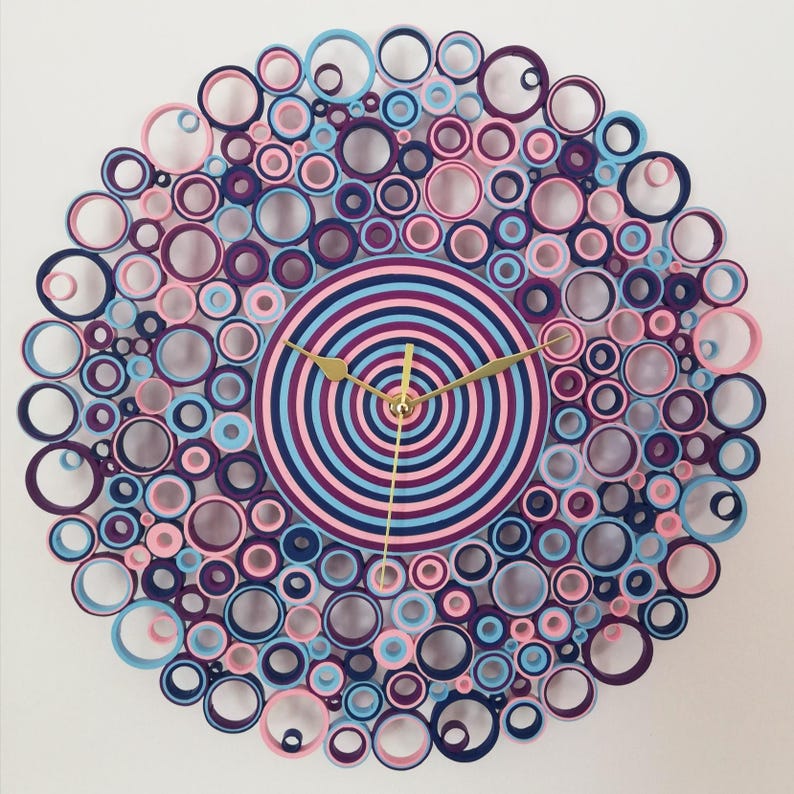 Wall Clock, Paper Clock, Unique wall clocks, Living Room Decor, Bedroom decor, Housewarming Gift image 1