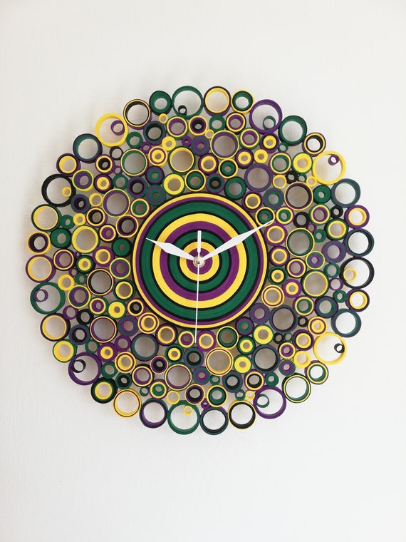 Orologio da parete, Orologio di carta, Decorazione da parete unica, Orologio silenzioso, Orologio insolito, Regalo Inaugurazione Casa