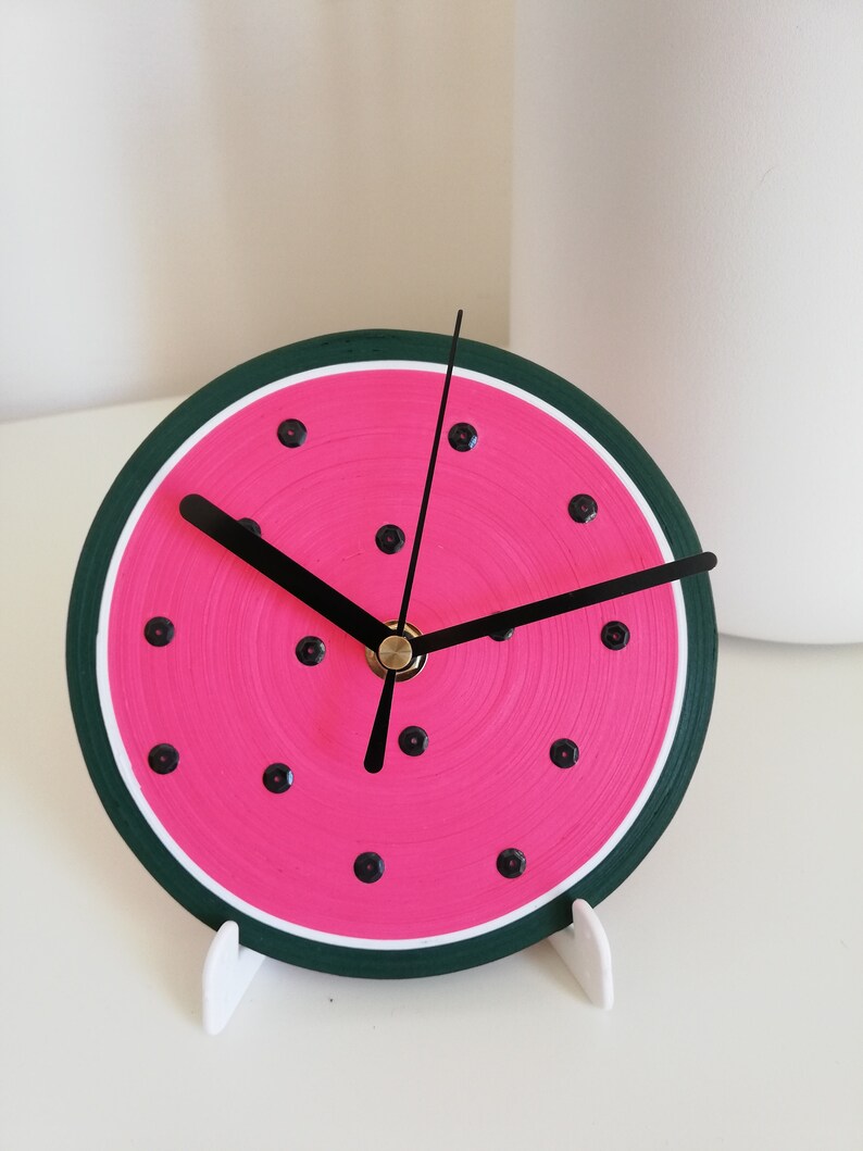 Table Clock, Watermelon Clock, Paper Clock, Desk Clock, Watermelon Decor, Fruit Decor Nere1 - Black1