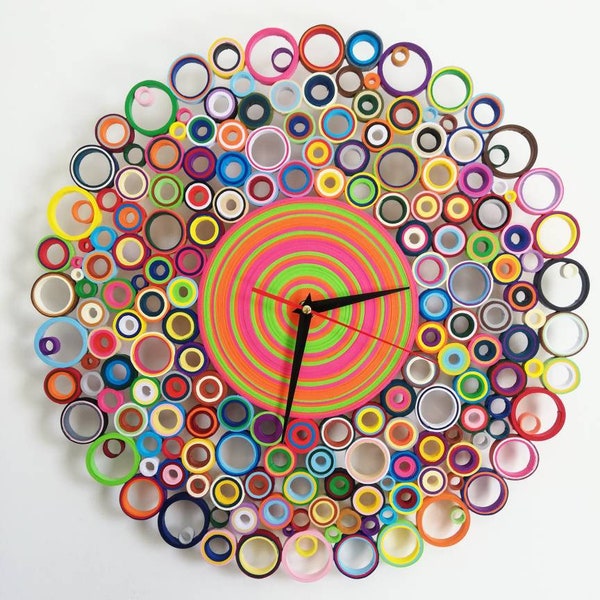 Reloj de pared, reloj de papel, reloj colorido, reloj personalizado, decoración de dormitorio, idea de regalo de inauguración de la casa