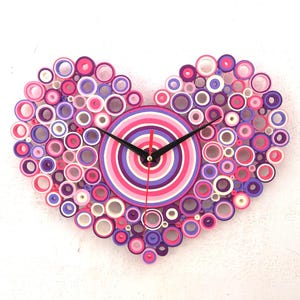 Orologio Cuore, Orologio da Parete, Orologio in Carta, Regalo Casa Nuova, Cameretta Bambina
