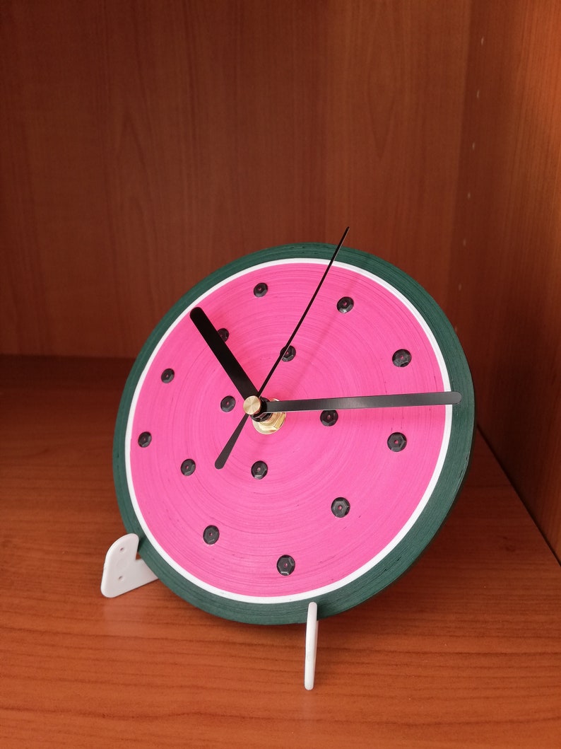 Table Clock, Watermelon Clock, Paper Clock, Desk Clock, Watermelon Decor, Fruit Decor image 4