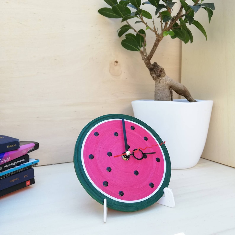 Table Clock, Watermelon Clock, Paper Clock, Desk Clock, Watermelon Decor, Fruit Decor image 9
