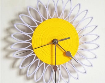 Wall Clock, Daisy Clock, Paper Clock, Daisy Design, First Anniversary, Flower Clock, Paper Anniversary Gift, Home Decor