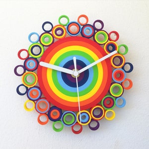 Orologio da Parete, Decor Arcobaleno, Orologio di Carta, Orologio Inusuale, Arcobaleno Ragazzi
