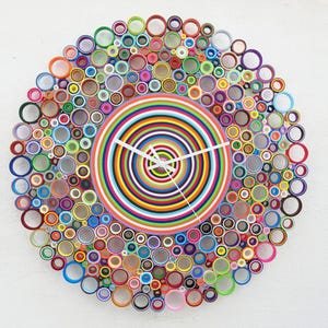 Largo Orologio da parete, Orologio di carta, Orologio Colorato, Orologio Personalizzato, Anniversario Matrimonio di Carta, Regali di Carta