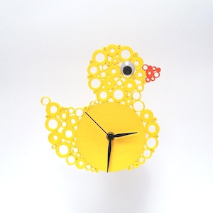 Orologio da Parete, Papera Gialla, Orologio in Carta, Orologio Camera dei Bambini, Orologio da Parete In Carta, Idea Regalo Camera Bambini.