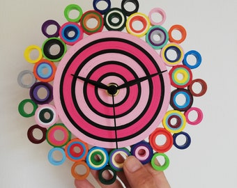 Small Wall Clock, Paper Clock, Housewarming Gift, No Ticking Clock, Unique Wall Decor, Paper Wall Decor