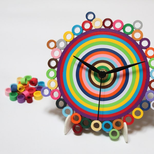 Table Clock, Colorful Clock, Paper Clock, Unique Office Desk Accessories, Christmas Gifts