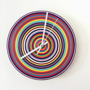 Orologio da parete, Orologio multicolore, Orologio di carta, Orologio unico, Decorazione da parete, No ticchettio, Regalo inaugurazione casa