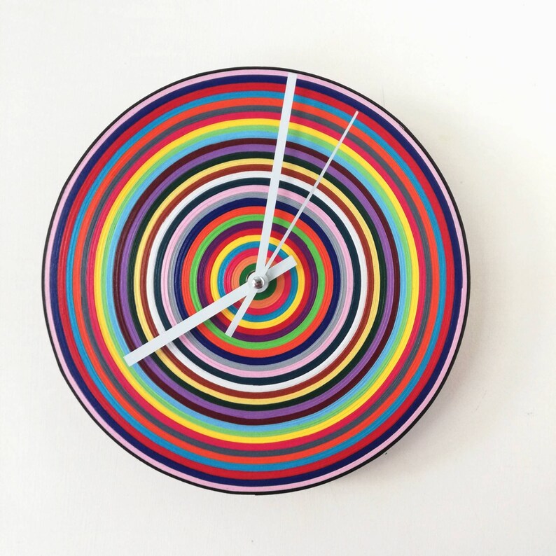 Wall Clock Colorful Clock Paper Clock Unique Wall Clock Etsy