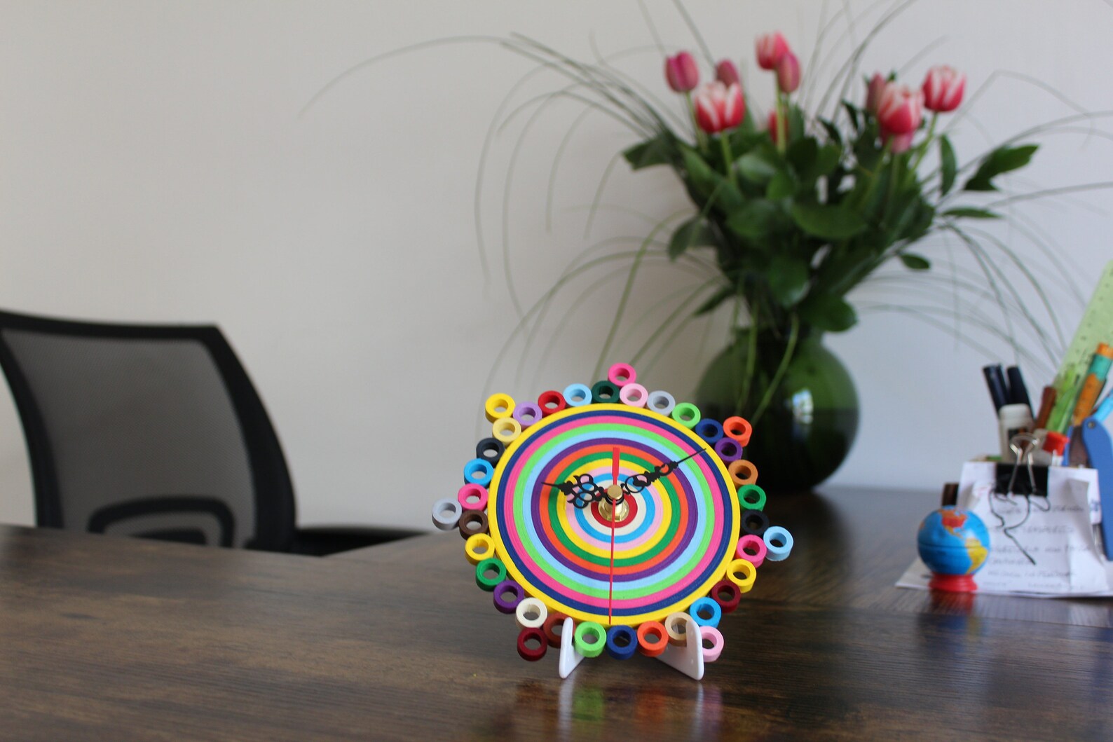 Table Clock Colorful Clock Paper Clock Unique Office Desk - Etsy