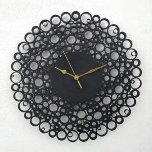 Orologio da Parete Nero - Orologio in Carta - Decorazione Moderna - Orologio Design - Orologio Minimalista - Regalo Primo Anniversario