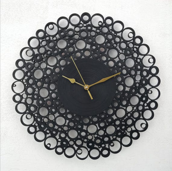 Orologio da Parete Nero - Orologio in Carta - Decorazione Moderna - Orologio Design - Orologio Minimalista - Regalo Primo Anniversario