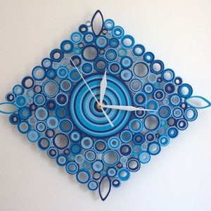 Orologio da Parete, Orologio Blu, Orologio Geometrico, Orologio di Carta, Orologio Inusuale, Orologi da Parete Unici, Regalo Inaugurazione