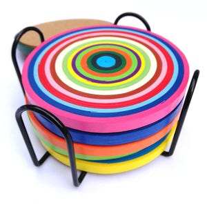 Sottobicchieri Colorati, Set da 6 Sottobicchieri in Carta, Regalo di Natale per la Casa Nuova, Sottobicchieri Multicolore, Regalo Nonna