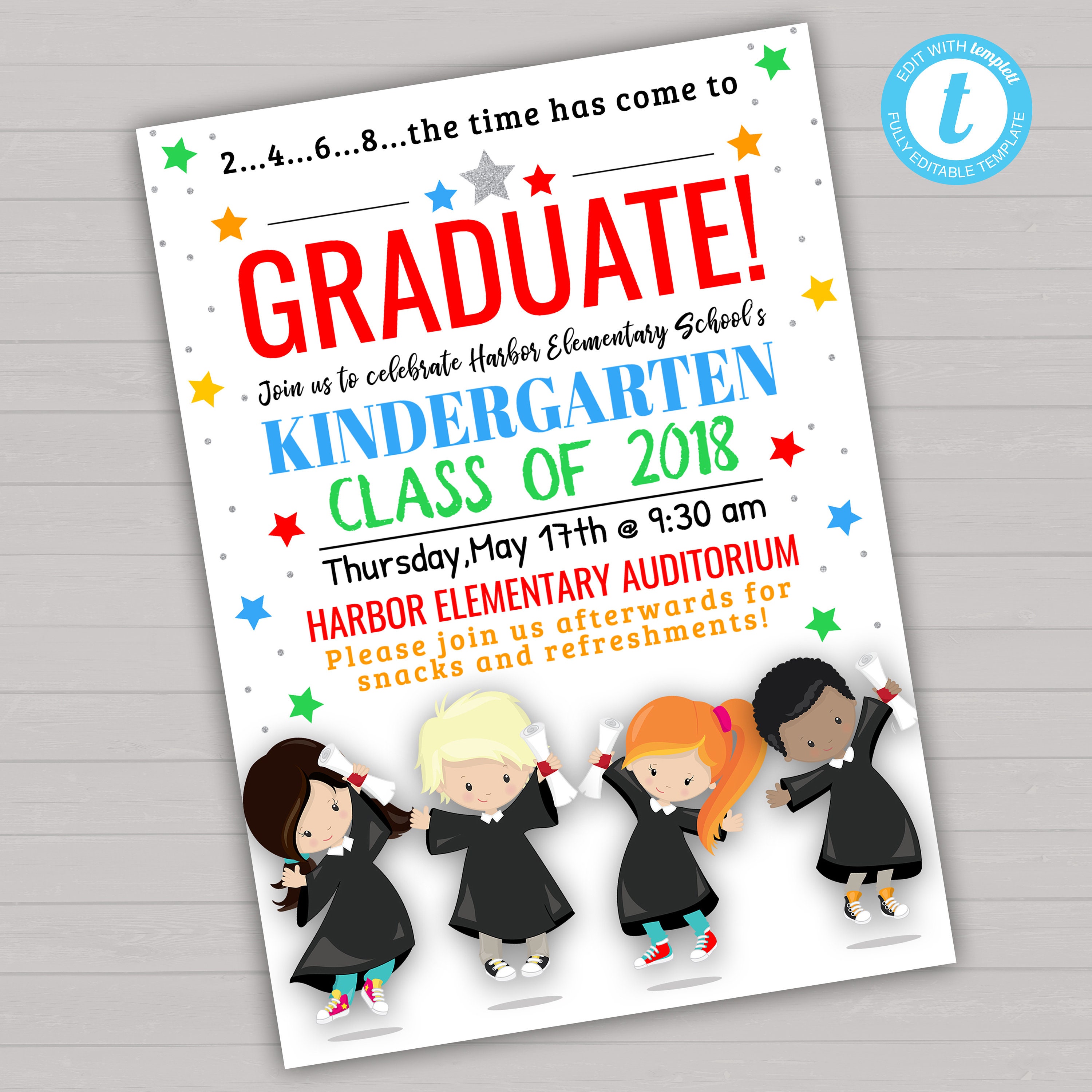 Kindergarten Graduation Invitation Kindergarten Graduation | Etsy