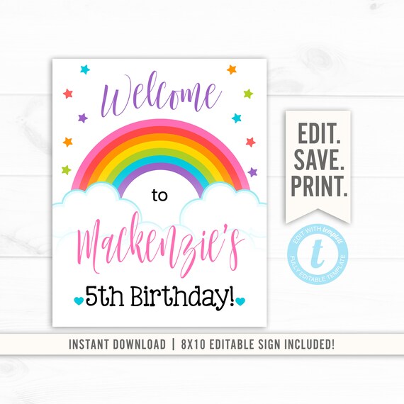 Rainbow Birthday Door sign Rainbow Birthday Party