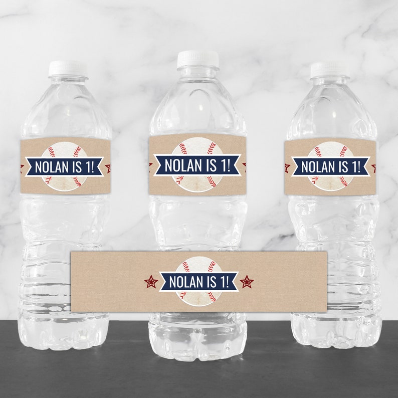 Baseball Water Bottle Labels Editable Water Bottle Labels Etsy
