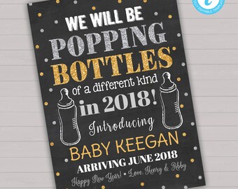 New Years Pregnancy Announcement, Editable Pregnancy Announcement, Instant Download Pregnancy Announcement, New Years Baby, Happy New Year