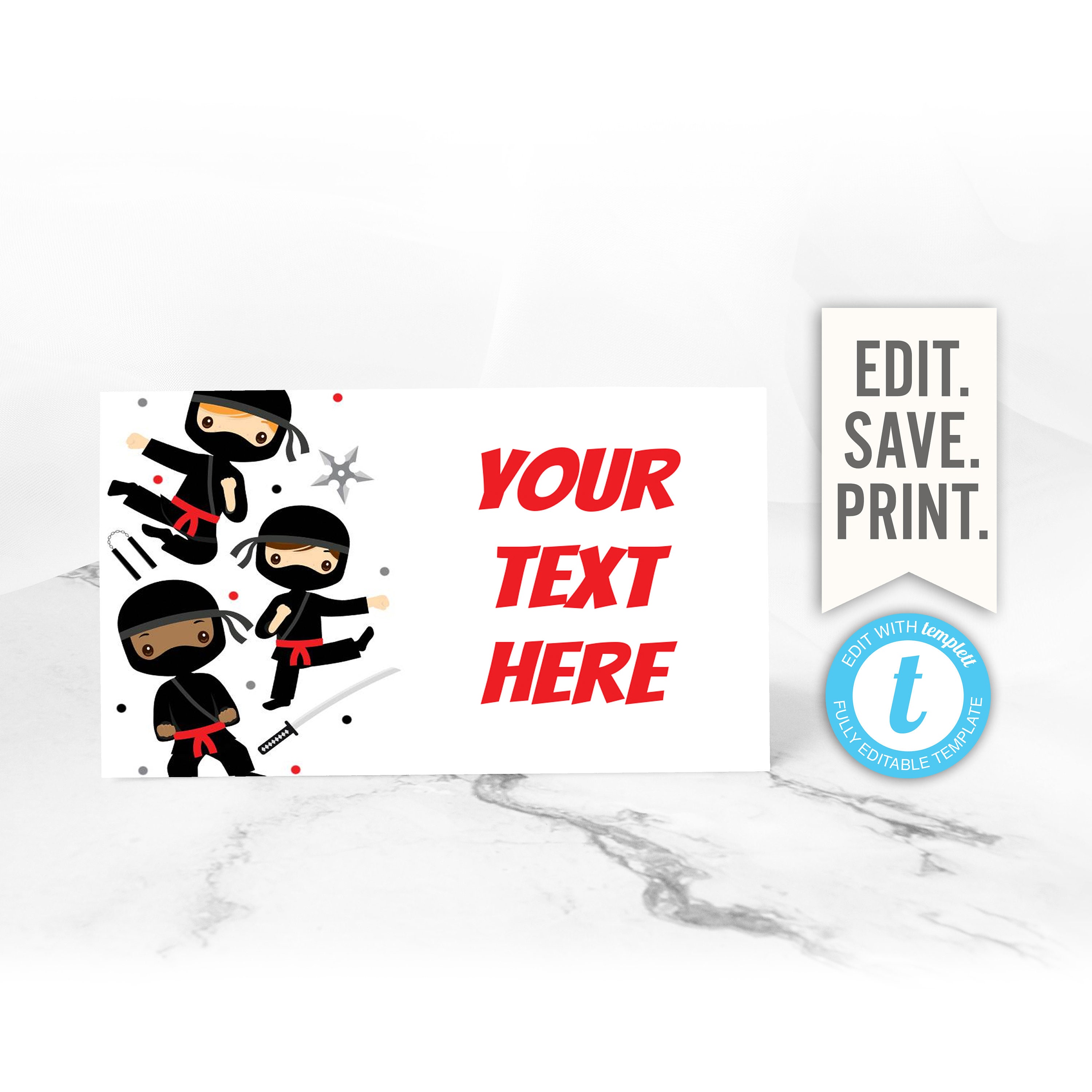 Ninja Birthday Party Food Label Template Editable Food Labels Ninja Party  Karate Party Boy Downloadable Food Labels With Regard To Food Label Template For Party