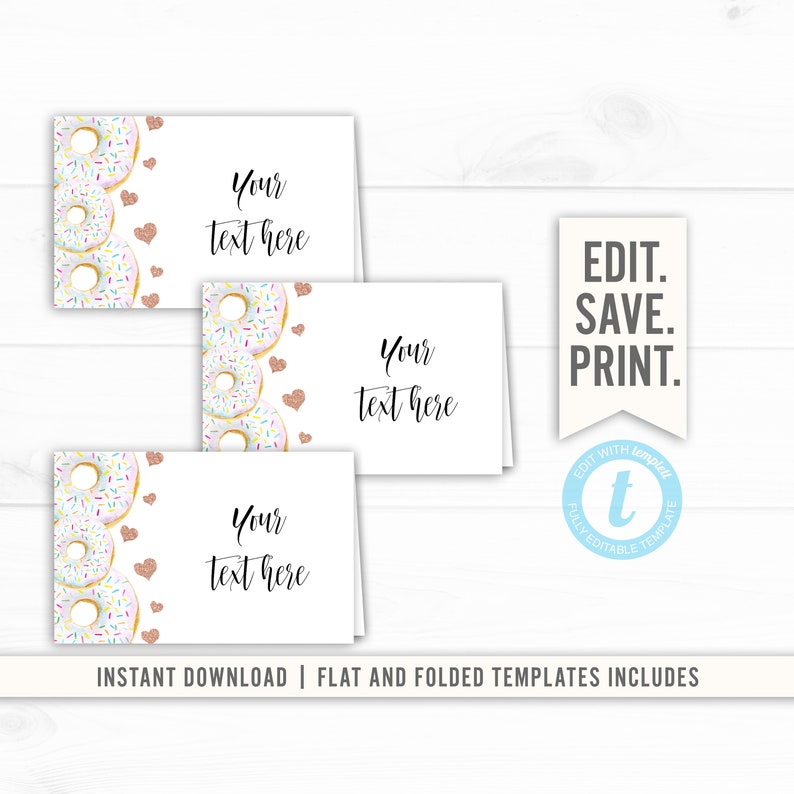 Two Sweet BIrthday Food Labels Instant Download Editable File Girl Birthday Donut Birthday 2nd Birthday Sweet Donut Party Food Template