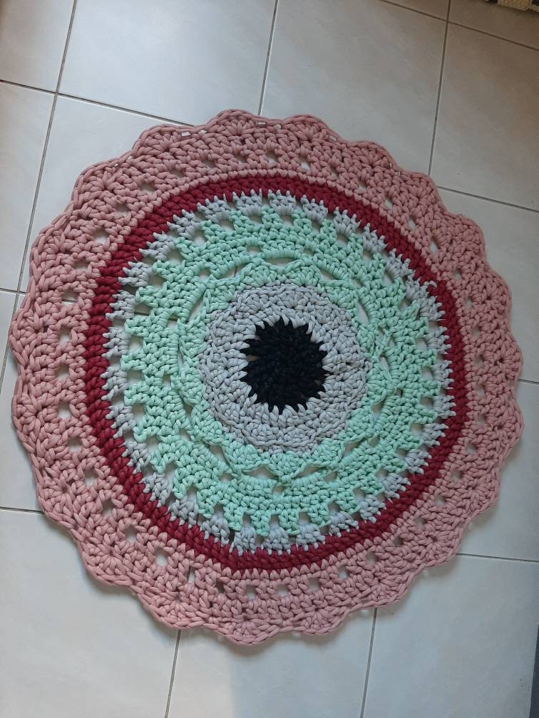 Tapis, Tapis Rond, Descente de Lit, Fait Main Bohème, Cocooning