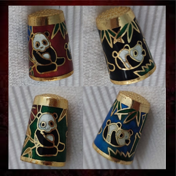 Vintage Cloisonne nähen Fingerhut Panda für Nähen sammeln Panda thimble