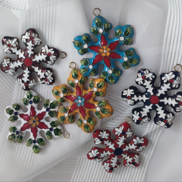 Cloisonne Emeille Christmas Ornaments Snowflake