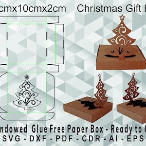 Christmas Gift Box Template. No Glue. Gift Ideas. Diy Gift Box. Paper Box Template. SVG, DXF, CDR, Ai, Eps, Pdf
