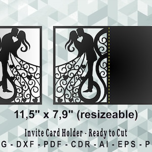 Kissing Couple Invite Holder Cutting Template, Laser Cut, Cricut, Silhouette Studio. Digital Download, (svg, cdr, ai, eps, dxf, pdf)