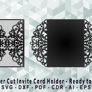 Invite Holder Cutting Template, Laser Cut, Cricut, Silhouette Studio. Digital Download, (svg, cdr, ai, eps, dxf, pdf)