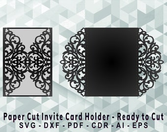 Invite Holder Cutting Template, Laser Cut, Cricut, Silhouette Studio. Digital Download, (svg, cdr, ai, eps, dxf, pdf)