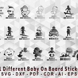 Baby On Board Cutting Template, Laser Cut, Cricut, Silhouette Studio. Digital Download, (svg, cdr, ai, eps, dxf, pdf)