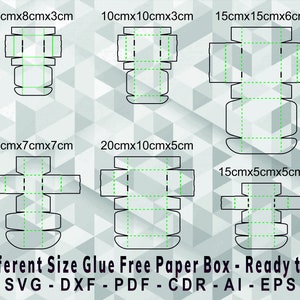 6 Different Size Paper Box Template. No Glue. Gift Ideas. Diy Gift Box. Paper Box Template. SVG, DXF, CDR, Ai, Eps, Pdf